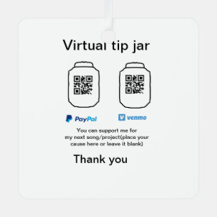 Ornement En Métal Conseil virtuel jar q r code argent don PayPal ven