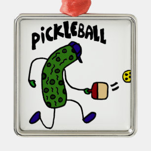 Ornement En Métal Conserves au vinaigre drôles jouant Pickleball