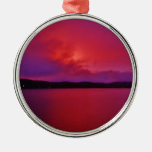Ornement En Métal Coucher de soleil rose vif sur le lac Arrowhead