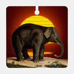 Ornement En Métal Coucher du soleil Eléphant africain