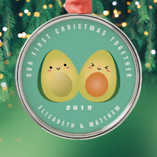 Ornement En Métal Couple d'Avocado amusant pour Noël
