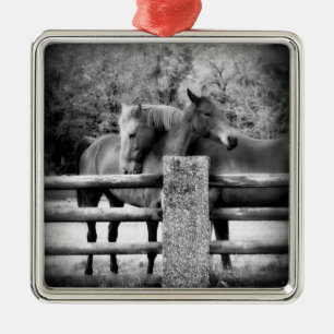 Ornement En Métal Couples de cheval - amour tendre à la ferme
