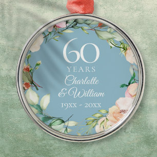 Ornement En Métal Couronne de roses estivales sucrées 60e anniversai