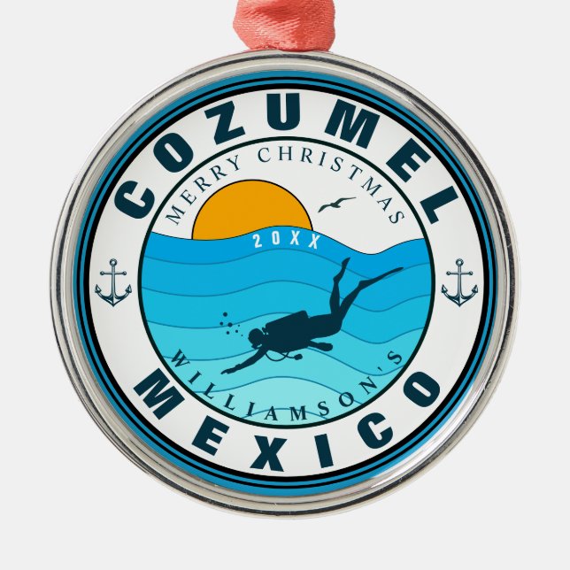 Ornement En Métal Cozumel Mexique Plongée Voyage Vacances Souvenir (Devant)