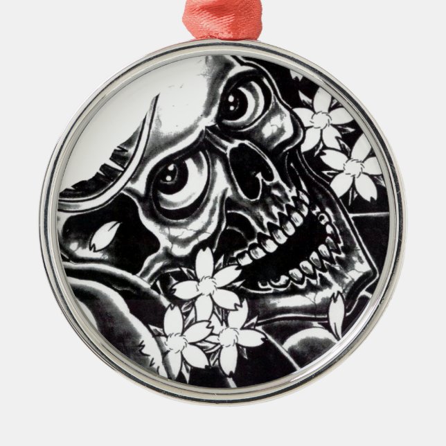 Ornement En Métal Crâne de tatouage japonais (Devant)