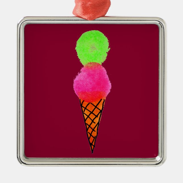 Ornement En Métal Crème glacée pop art (Devant)