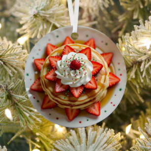 Ornement En Métal Crêpes avec Crème Fouettée Noël Personnalisé
