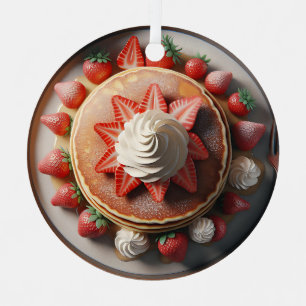 Ornement En Métal Crêpes Crème et fraises blanchies Noël