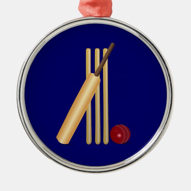 Ornement En Métal Cricket, wicket, chauve-souris et balle (Devant)