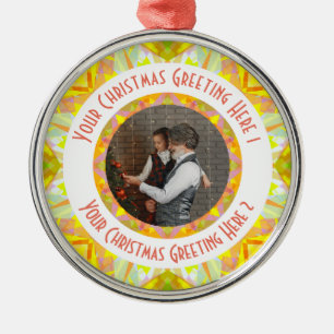 Ornement En Métal Custom Christmas Star Jolly Yellow Photo Greg
