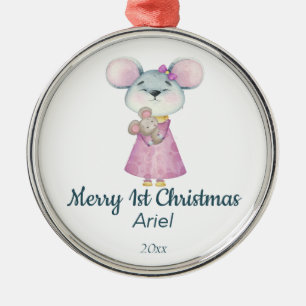 Ornement En Métal Custom Dated Christmas Baby's First One