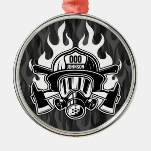 Ornement En Métal Custom Firefighter Rescue Fire Department Station 