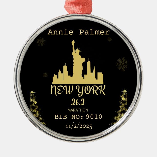 Ornement En Métal Custom New York Marathon Finisher Gift (Devant)