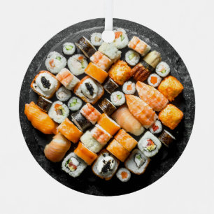 Ornement En Métal Custom Text Sushi Platter