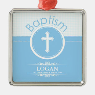 Ornement En Métal Customizable, Blue Boy Child of God Baptism