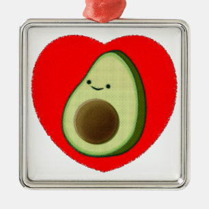 Ornement En Métal Cute Avocado Dans Le Coeur Rouge