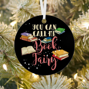 Ornement En Métal Cute Book Fairy Librarian Holiday