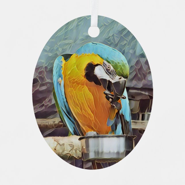ORNEMENT EN MÉTAL CUTE MACAW (Recto)