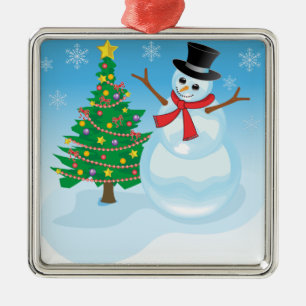 Ornement En Métal Cute Snowman