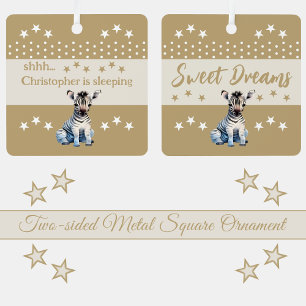 Ornement En Métal Cute zebra shhh ajouter nom dormant brun