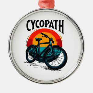 Ornement En Métal Cycopath : Vélo énergétique avec le soleil couchan