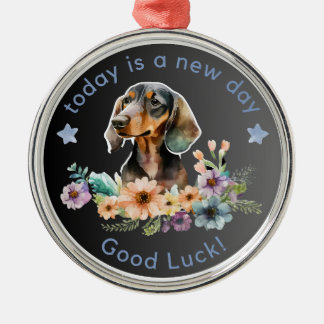 Ornement En Métal Dachshund Aujourd'Hui Est Un Nouveau Jour