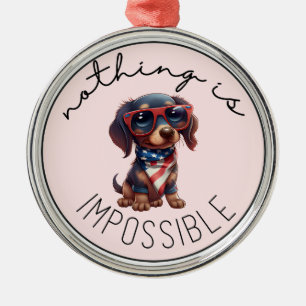 Ornement En Métal Dachshund Rien N'Est Impossible