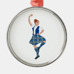 Ornement En Métal Danseuse des Highlands écossais - Tartan Nevil