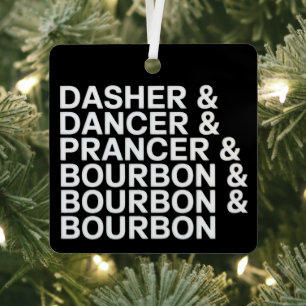 Ornement En Métal Dasher Dancer Prancer & Bourbon Noël Fêtes de fin