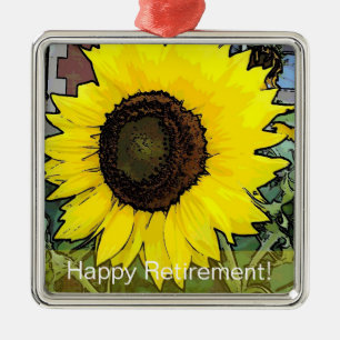 Ornement en métal de tournesol jaune