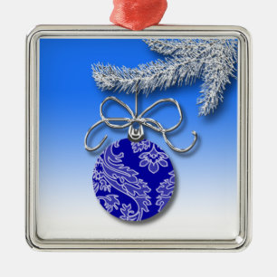 Ornement En Métal Décor de Noël bleu Branche de l'arbre À feuillage 