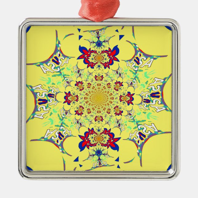 Ornement En Métal Design en damas floral brillant et coloré (Devant)