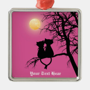 Ornement En Métal Deux amoureux Chat Premium Carré Ornament
