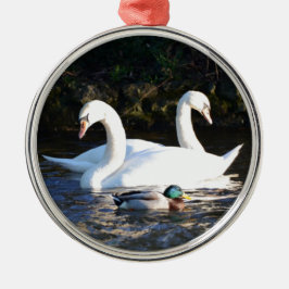 Ornement En Métal Deux cygnes et un canard