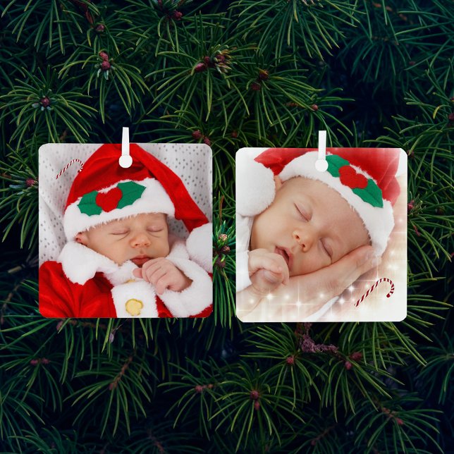 Ornement En Métal Deux photos de famille de bébés (Créateur téléchargé)