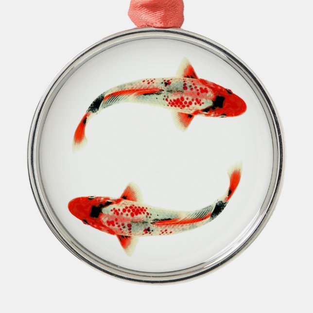 Ornement En Métal Deux rouge Koi (Devant)