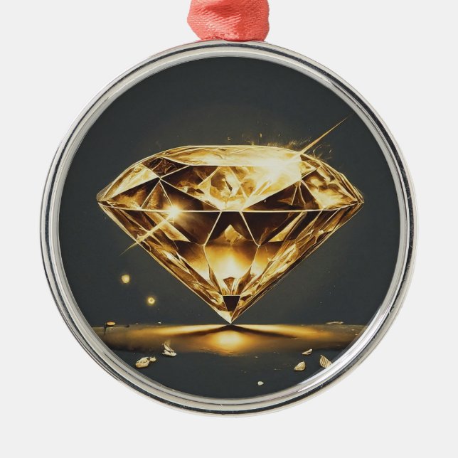 Ornement En Métal Diamant jaune et Arrière - plan noir (Devant)