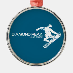 Ornement En Métal Diamond Peak Lake Tahoe Snowboardeur