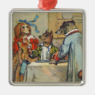 Ornement En Métal Dîner de chien victorien Dress Doggy