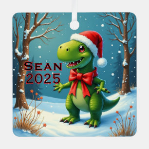 Ornement En Métal Dinosaure personnalisé avec nœud rouge