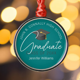 Ornement En Métal Diplômé turquoise Diplôme personnalisé Noël