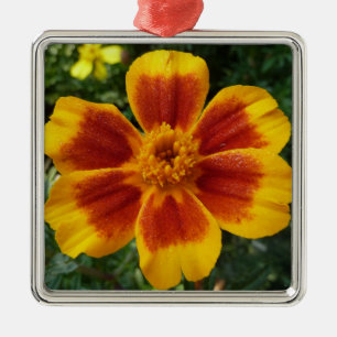 Ornement En Métal Disco Marigold Orange et Rouge Fleur d'été