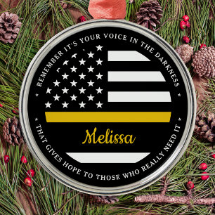 Ornement En Métal Dispatcher Thin Gold Line Personnalisé Drapeau 911