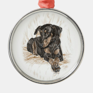 Ornement En Métal Doberman Chien oreilles naturelles