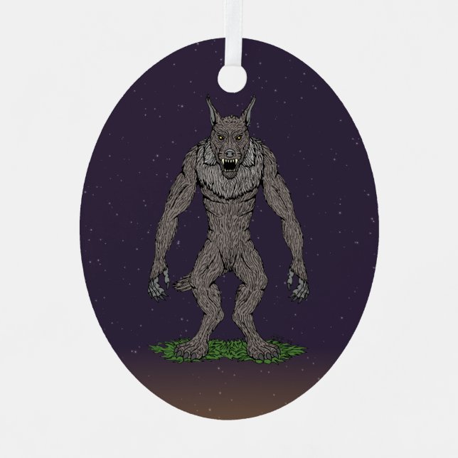 Ornement En Métal Dogman Cryptid ou Werewolf (Recto)