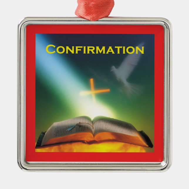 Ornement En Métal Dove de confirmation, Bible, Croix (Devant)