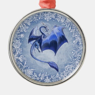 Ornement En Métal Dragon bleu d'art de nature d'imaginaire d'hiver