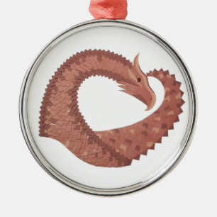 Ornement En Métal Dragon cardiaque Brown en blanc