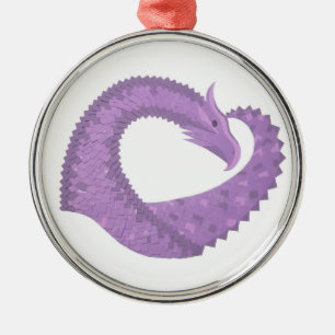 Ornement En Métal Dragon de coeur violet de lavande blanc