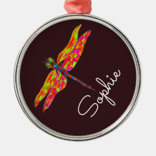 Ornement En Métal Dragonfly art insect nom personnalisé cadeau